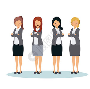 职业装女士女商务人士的卡通人物 女上班族团队 韦克托设计图片