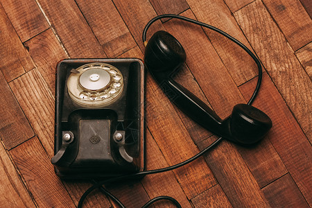 电话科技古董通讯怀旧木地板背景图片
