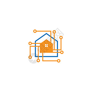 智能家居标志图标设计概念图模板标识上网安全建筑自动化网络蓝色公司创新互联网背景图片