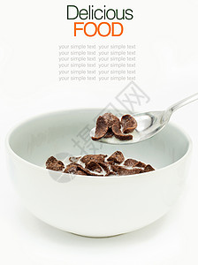 巧克力麦片和牛奶分离的白色小吃小麦食物盘子薄片纤维粮食孩子谷物营养背景图片