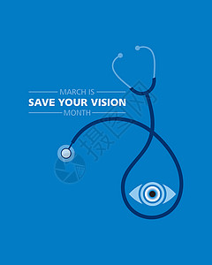 美国医生保存您在 Marc 月份观察到的视力月世界全世界镜片孩子眼科国家海报医生青光眼诊断插画