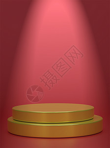 竖图金色几何球体背景展示讲台原型简单讲台与商业产品概念红色背景场景3d渲染背景图片