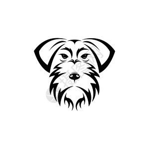 雪纳瑞犬在白色背景上孤立的雪纳瑞狗头的向量 简单的可编辑分层矢量图 动物 宠物插画