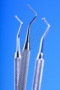 静生摄影镜子保健牙齿探险家矫正医院疼痛牙科药品金属背景图片