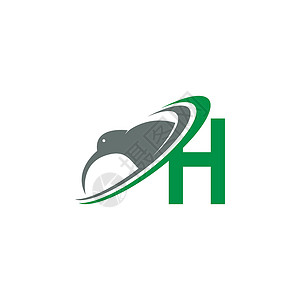 h265带有奇异鸟标志图标设计 vecto 的字母 H插画