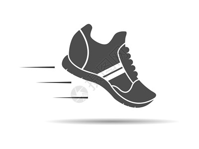 步态鞋子图标剪影隔离在白色现代设计插图路线职业衣服电路运动靴子人行道运动鞋表格插画