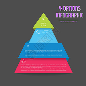 信息图表金字塔 三角图分为4部分动力学绘画战略训练库存草图成就概念商业编队背景图片