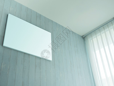 墙上的空白画布图框灰色画廊帆布窗帘艺术装饰品白色长方形边界背景图片