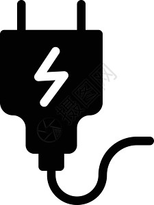 黑色移动电源充电器电话力量插头电池电缆插图金属黑色白色技术插画