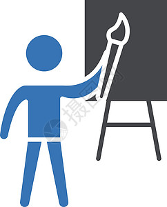 画家男性网络画架家具绘画黑色灰色艺术刷子白色背景图片