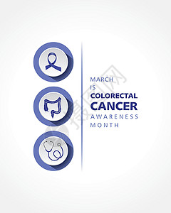 结直肠癌宣传月每年 3 月举行国家插图保健丝带预防帮助横幅蓝色卫生直肠背景图片
