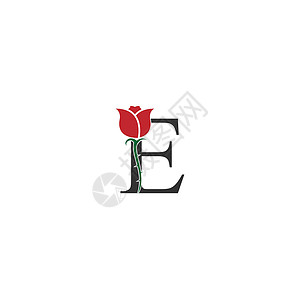 字母 E 标志图标与玫瑰设计 vecto背景图片