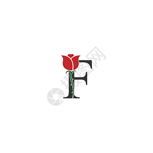 字母 F 标志图标与玫瑰设计 vecto背景图片