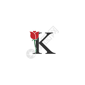字母 K 标志图标与玫瑰设计 vecto背景图片
