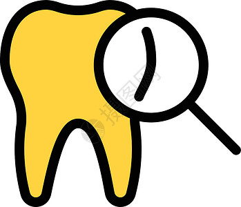 齿隙放大镜艺术凹痕牙齿牙疼诊所搪瓷口服插图牙科玻璃插画