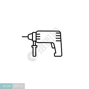 电锤钻矢量平面 ico锤子工具家庭维修工作机器力量工业技术标识插画