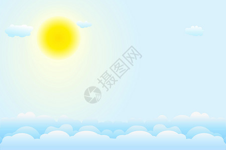 玄天上帝素材与白色云彩和太阳的蓝天背景 白天和夏天插画