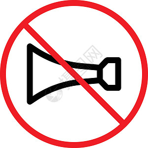 禁鸣喇叭区块分贝警告喇叭禁令安全信号圆圈插图红色注意力插画
