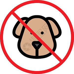 禁止虐待动物受限制的小狗动物红色安全黑色注意力警告公园入口白色插画