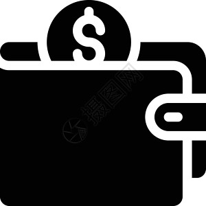 黑色钱包钱包宝藏口袋货币商业小袋黑色零售金融贷款卡片插画