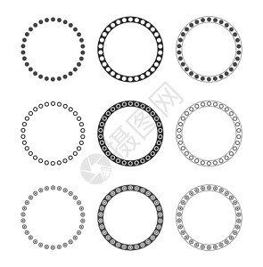科梅西奥套由圆圈制成的戒指 空的和填充的轮廓 用于设计的矢量图解插画