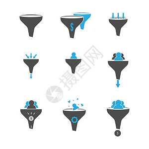 领先一代 一组销售漏斗 简单的矢量 ico背景图片