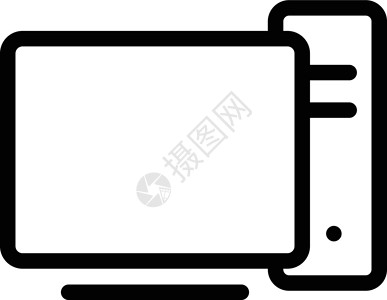 台式电脑显示器台式桌面网络笔记本监视器屏幕电脑技术商业插图老鼠黑色插画