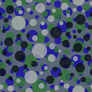 深绿色圆点图案带有彩色球的抽象无缝图案 背景抽象重叠彩色圆点图案的说明 波尔卡圆点装饰品 适合邀请 海报 卡片 传单 横幅 纺织品 法布里纸屑背景