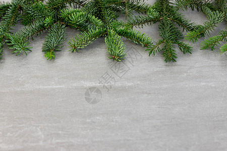 圣诞图案纹理背景 顶部是诺德曼冷杉的树枝 深灰色大理石背景 有文本的可用空间白色植物墙纸大理石纹松针绿色背景图片