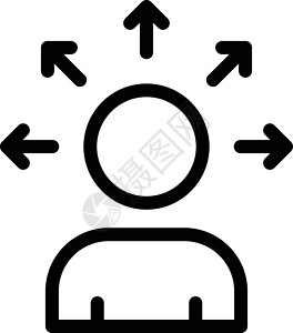 箭头方向解决方案圆形头脑创新战略用户思考黑色插图字形背景图片