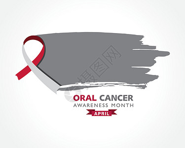 宣传横幅每年四月举办口腔癌宣传月丝带脖子癌症诊断病人疾病帮助横幅药品症状插画