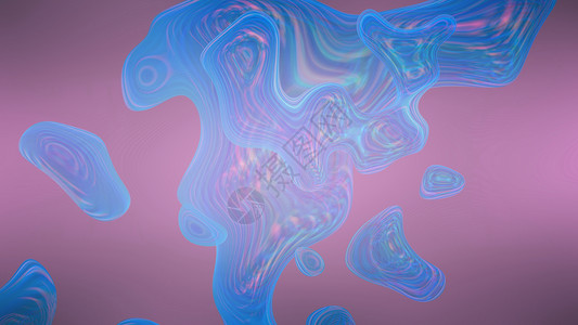 与蓝色彩虹形状的抽象桃红色背景图像渲染粉色3d艺术背景图片