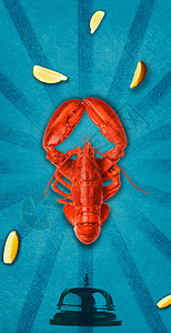 海洋食物龙虾海报回溯背景背景