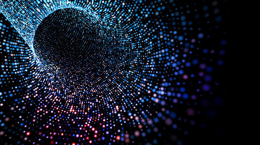 抽象点隧道和波浪蓝色插图计算矩阵黑洞科学商业多边形互联网线条背景图片