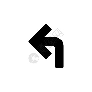 路标箭头向左箭头矢量字形图标 导航标志下载左转曲线路标光标插图指针黑色插画