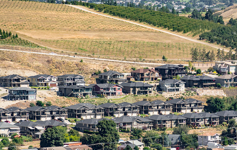 靠近农田的郊区地区大住宅区块面积 农场附近高清图片