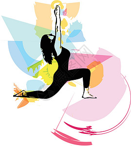 瑜伽表演美丽的运动适合瑜伽女人练习瑜伽健身房艺术绘画身体女孩草图冥想精神活力灵活性设计图片