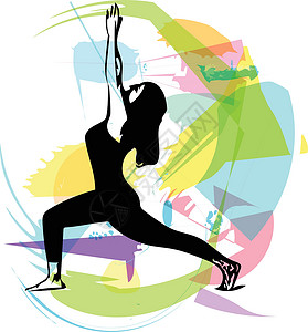 亚瑟士美丽的运动适合瑜伽女人练习瑜伽草图平衡健身房插图绘画活力冥想训练女孩灵活性设计图片