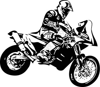 越野地摩托车的极端抽象越野摩托车赛车手驾驶冒险肾上腺素飞行员危险头盔车辆自由闲暇司机插画
