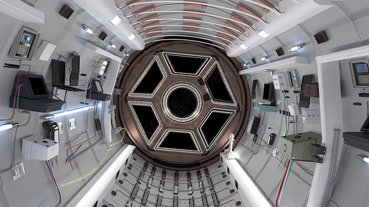 航天飞机舱 航天飞机在太空中飞行 3D 渲染背景图片