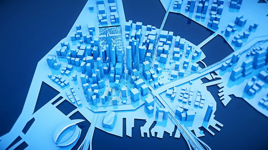 蓝色摩天大楼的场景  3D渲染城市窗户相机建筑物天空工程商业街道建筑建筑学背景图片
