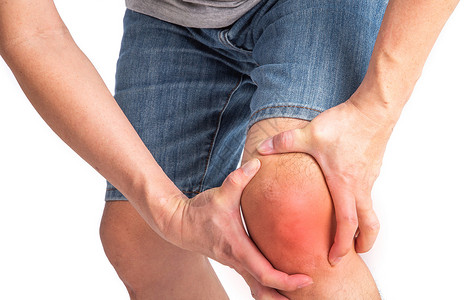 硫酸软骨素连带伤痕 受伤区 干净背景的图像 男人膝盖上抽筋背景