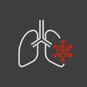 被摧残的肺被病毒和细菌感染的人肺 ico支气管肺炎解剖学生物学医疗科学插图感染流感传染性插画