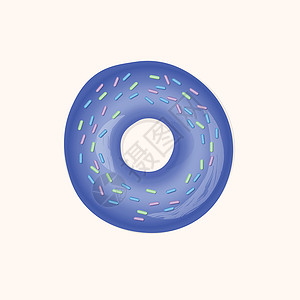 玫瑰金磨砂戒指与蓝色结冰和孤立在白色背景上的五彩粉末的甜甜圈 3d 逼真的食物图标 邀请函 海报 卡片 横幅的现代设计模板 现实的矢量图孩子们设计图片