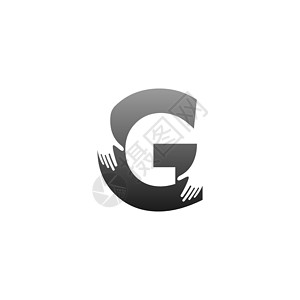 字母 G 标志图标与手设计符号模板背景图片