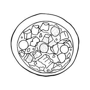 阿格鲁米矢量手绘米加斯 西班牙菜 菜单和包装的设计草图元素 白色背景上的插图胡椒香料烹饪面包屑午餐小吃卡通片草本植物餐厅香肠插画