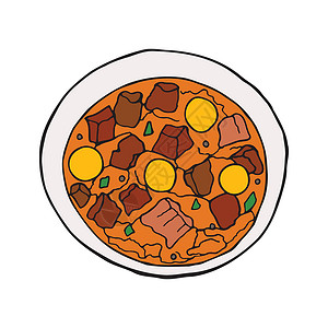 阿格鲁米矢量手绘米加斯 西班牙菜 菜单和包装的设计草图元素 白色背景上的彩色插图插画