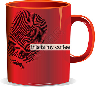 这是我的咖啡手指认证财产打印标签调查鉴别唯一性指纹印象插画
