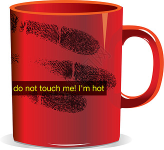唯一性别碰我我是豪手指隐私财产杯子打印插图认证咖啡拇指标签插画