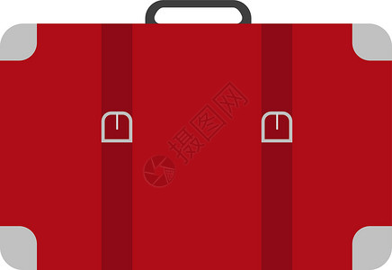 红色手提箱红色旅行袋 插图 白色背景的矢量插画